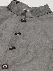 Men's Charcoal Solid Nehru Jacket
