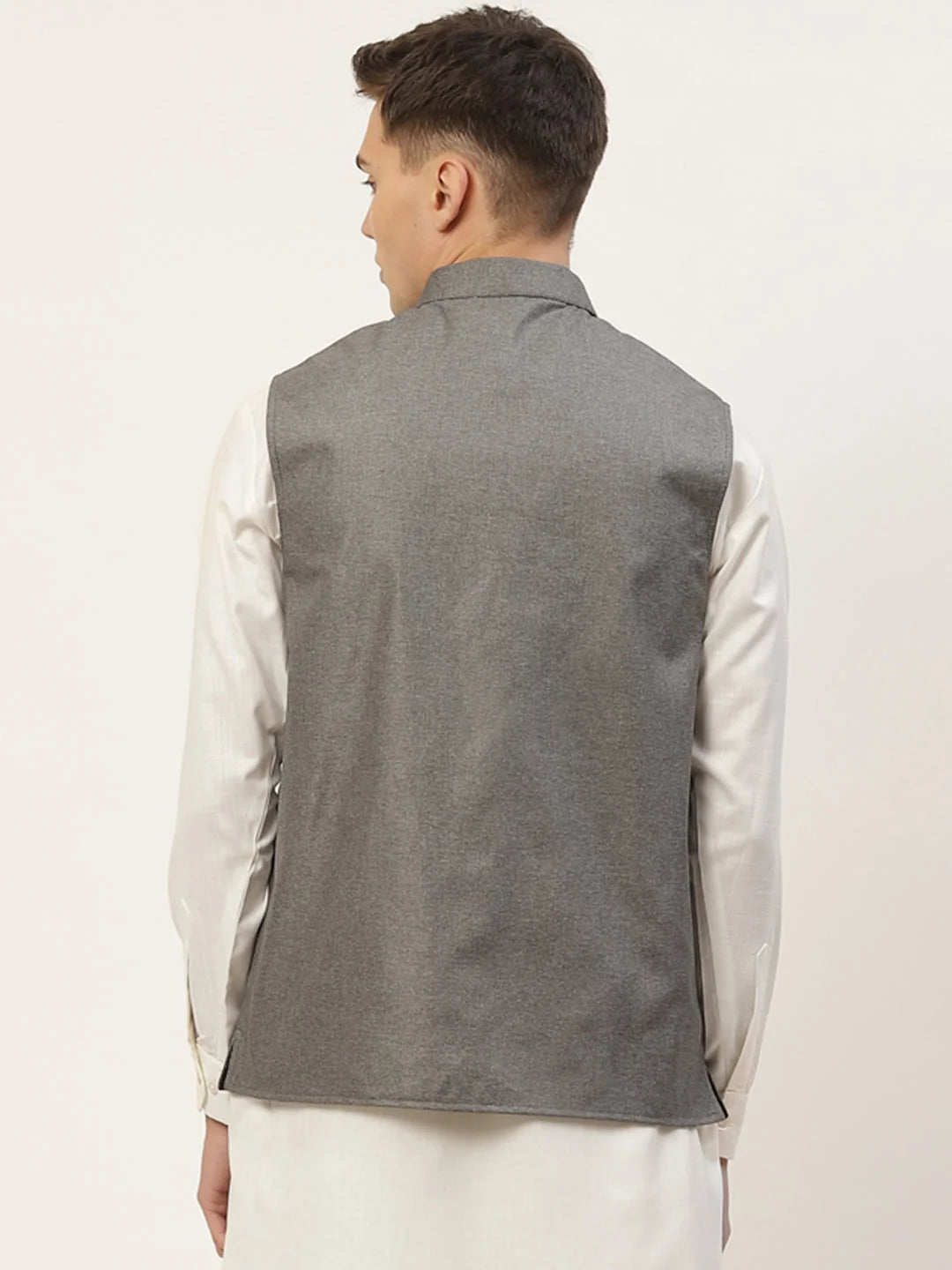 Charcoal Solid Nehru Jacket - Modi Jacket for Men's Ethnic Wear