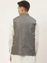 Men's Charcoal Solid Nehru Jacket