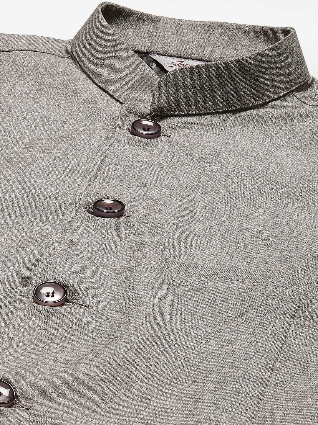 Grey Solid Short Nehru Jacket for Men - Ethnic Nehru Jackets