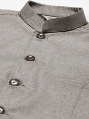 Men's Grey Solid Short Nehru Jacket