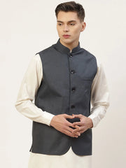 Men's Teal With Solid Nehru Jacket