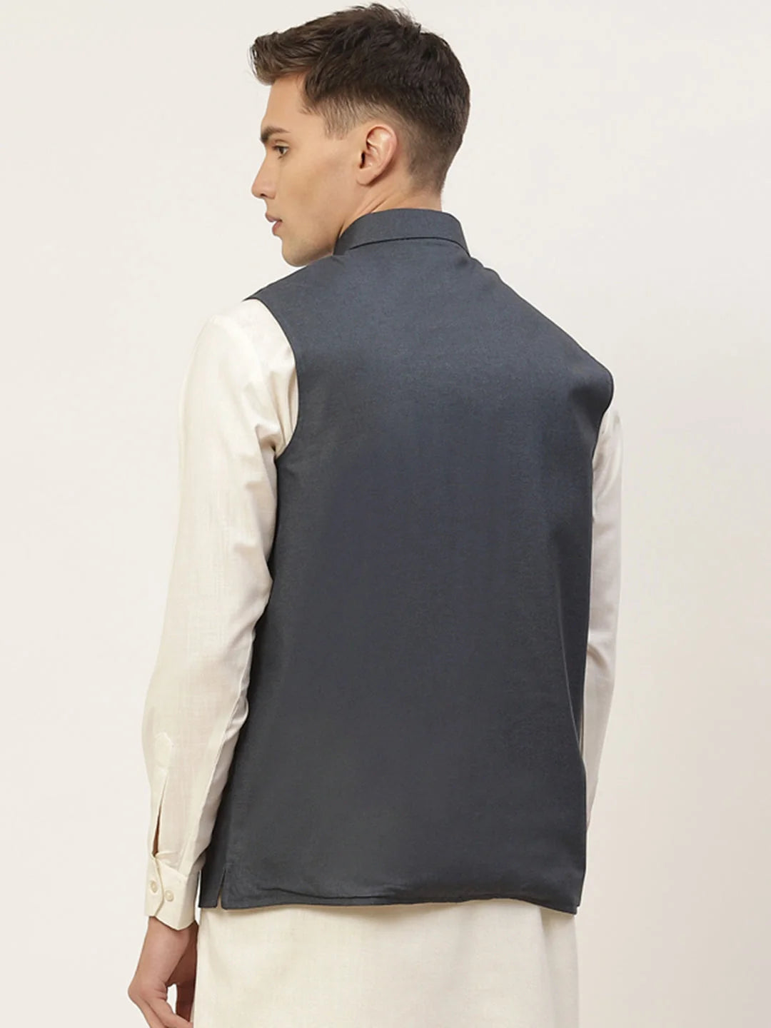 Teal Solid Cotton Nehru Jacket for Men | Indian Nehru Jackets