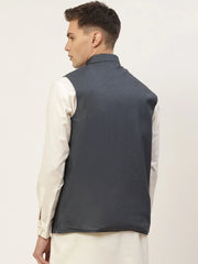 Men's Teal With Solid Nehru Jacket