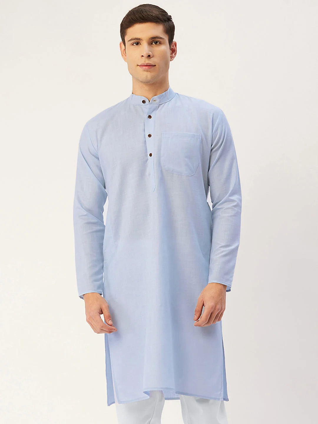 Sky Blue Cotton Kurta for Men | Indian Mens Kurta Fashion