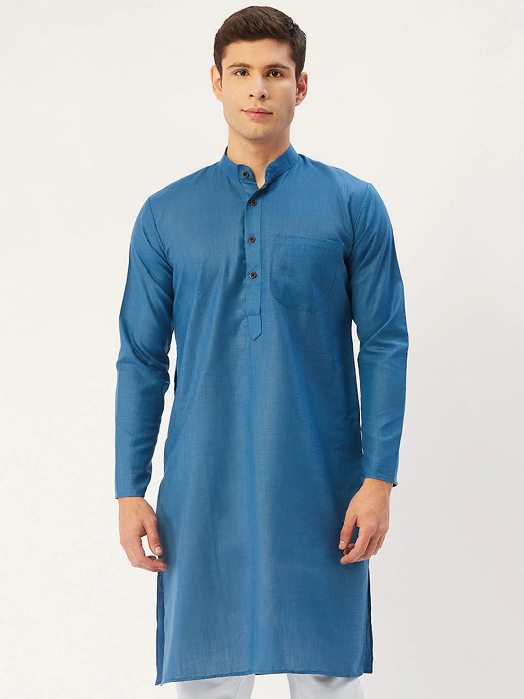 Men's peacock Cotton Solid Kurta Only