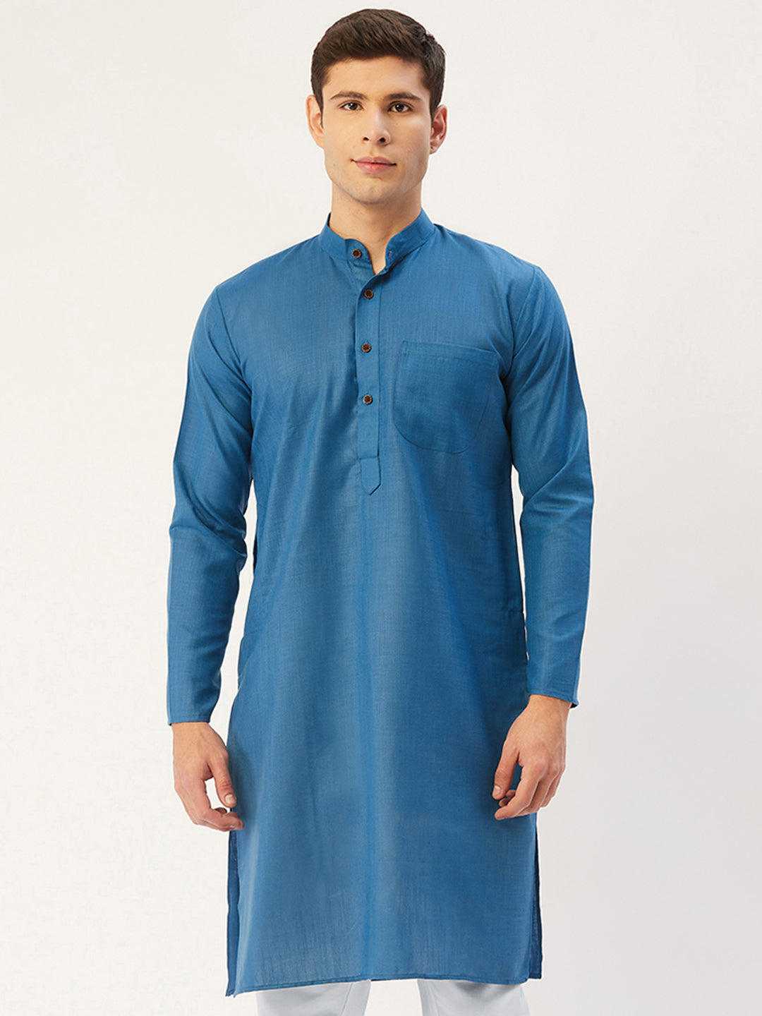 Men's Peacock Cotton Kurta | Stylish Short Kurta for Men