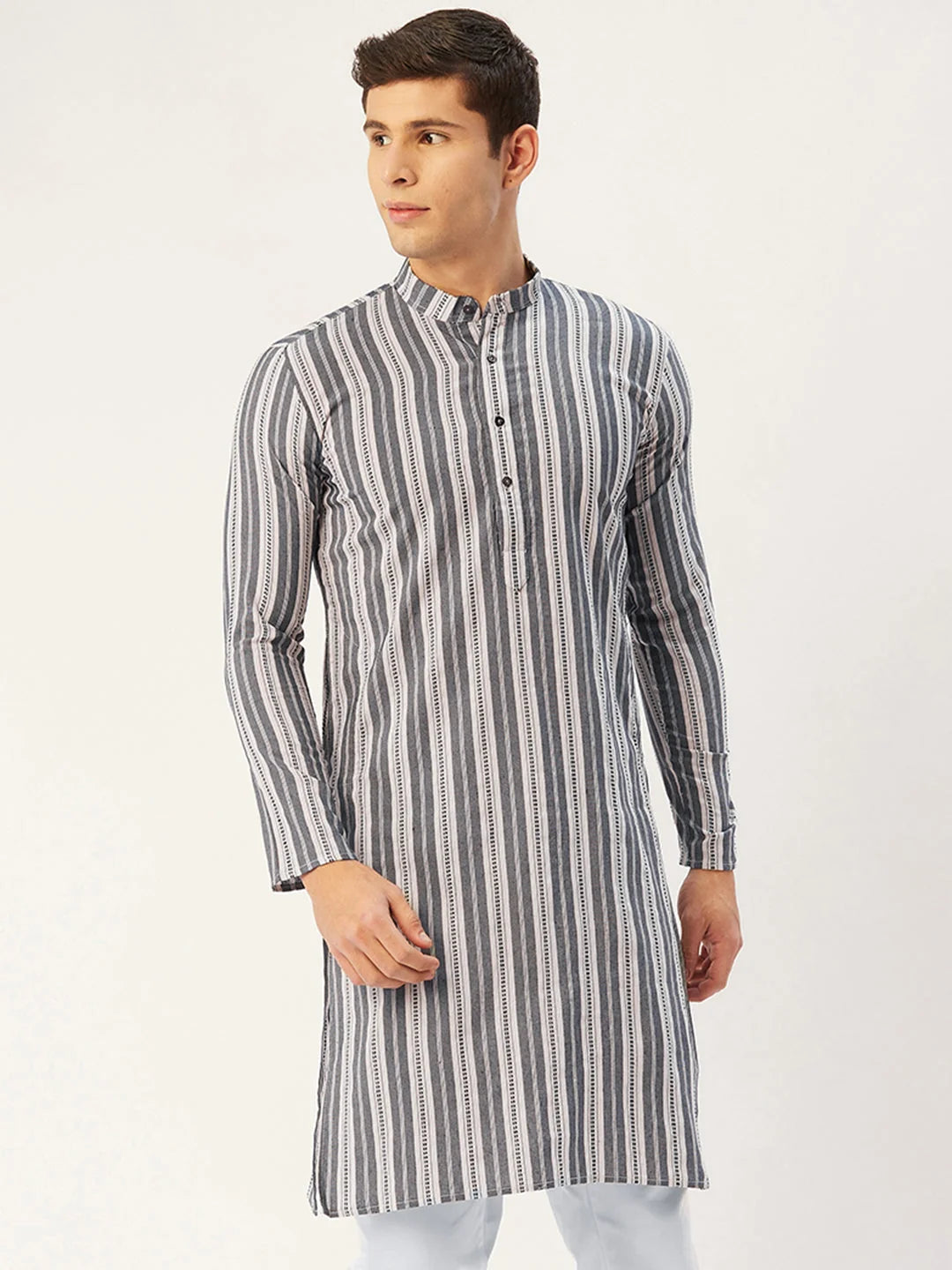 Grey Cotton Mens Kurta - Shop Indian Kurta for Men Online