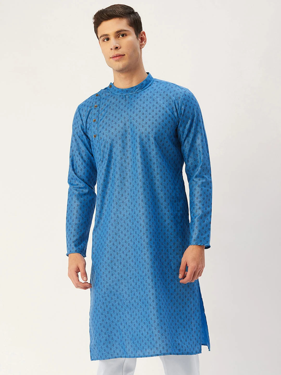 Ocean Blue Cotton Mens Kurta - Shop Indian Kurta for Men
