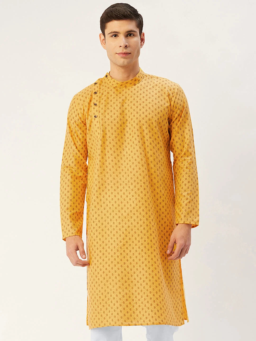 Mustard Cotton Mens Kurta - Trendy Indian Kurta for Men