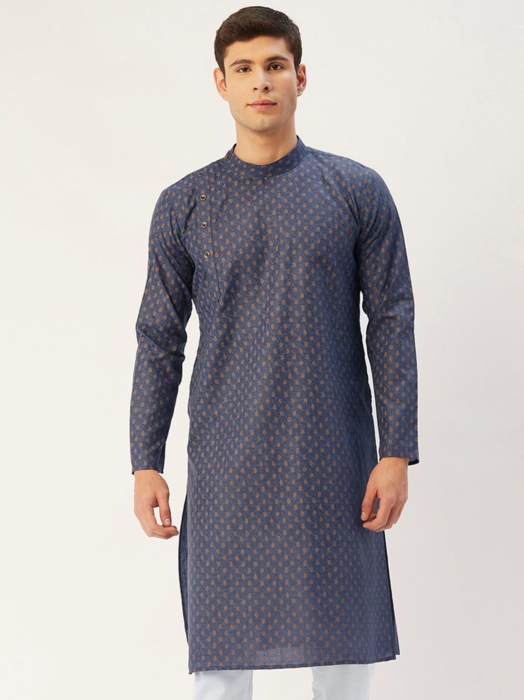 Navy Cotton Mens Kurta - Stylish Indian Kurta for Men Now