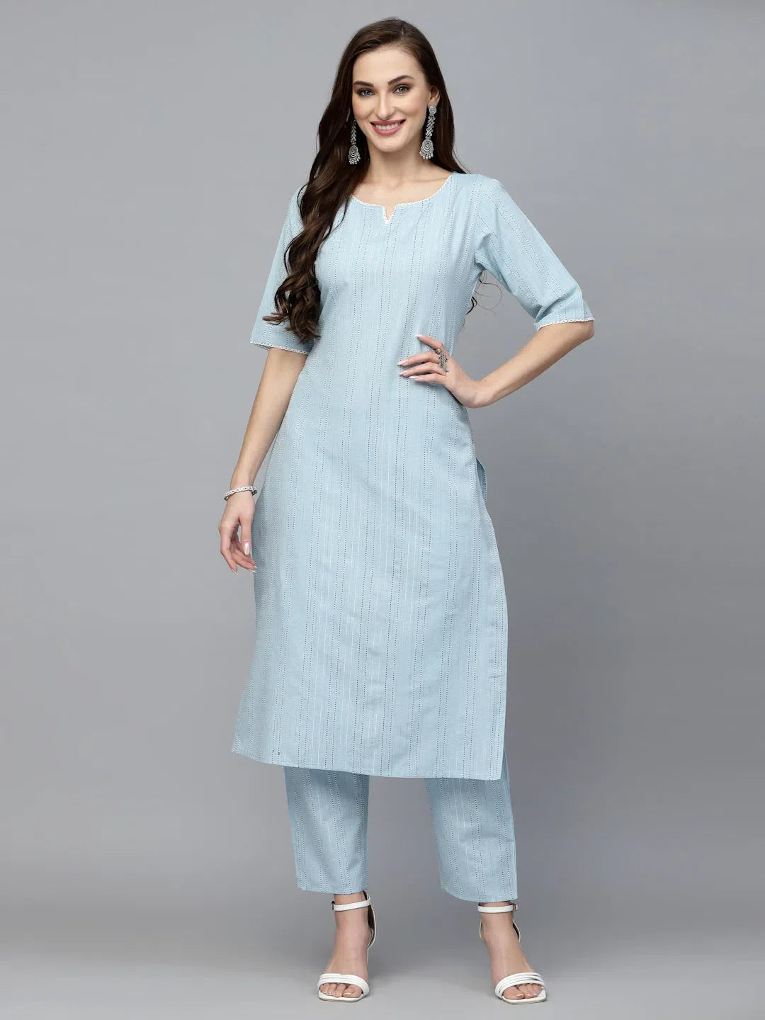 Striped Cotton Kurta Pant Set | Women's Indian Kurta Sets