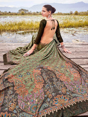 Women's Dola Light Green Printed Designer Saree With Blouse Piece-RAJWADI03E