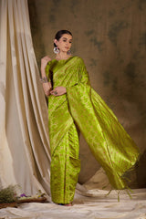 Womens Fashion Ethnic Pista Green Color Sarees-MLSHWSA1332PSG0ONE