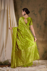 Womens Fashion Ethnic Pista Green Color Sarees-MLSHWSA1332PSG0ONE