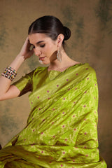 Womens Fashion Ethnic Pista Green Color Sarees-MLSHWSA1332PSG0ONE