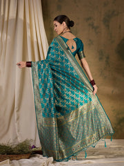 Womens Fashion Ethnic Teal Color Sarees-MLSHWSA1333TEL0ONE