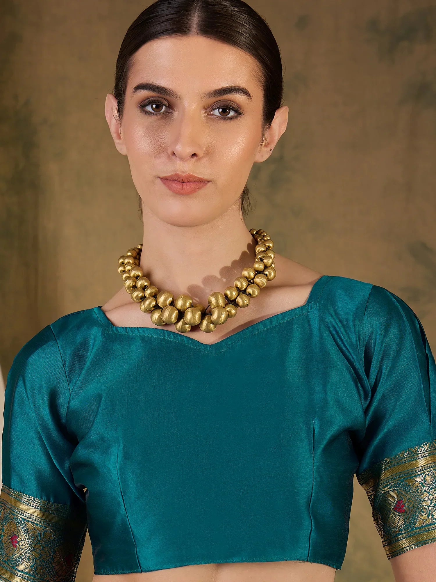 Teal Polyester Saree | Indian Wedding Sarees & More