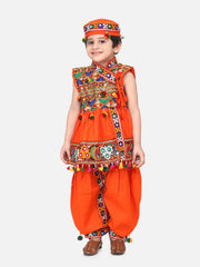 Cotton Blend Dhoti Kurta Set for Boys - Orange | BN23KD36ORA