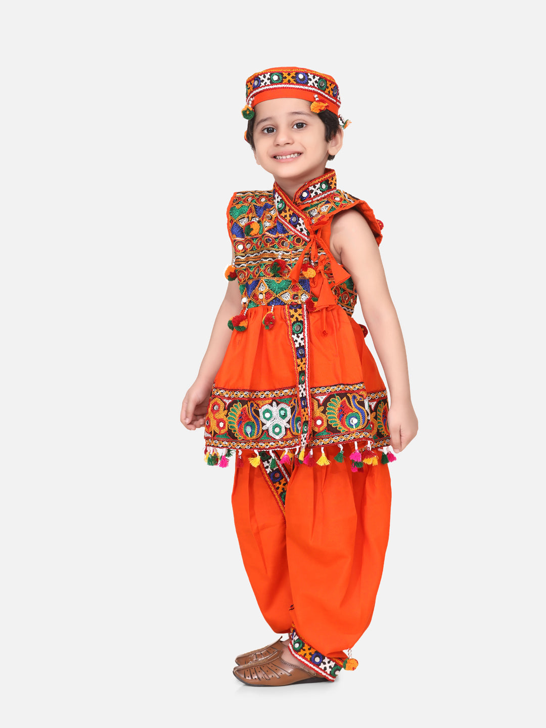 Cotton Blend Dhoti Kurta Set for Boys - Orange | BN23KD36ORA | DesiQlo