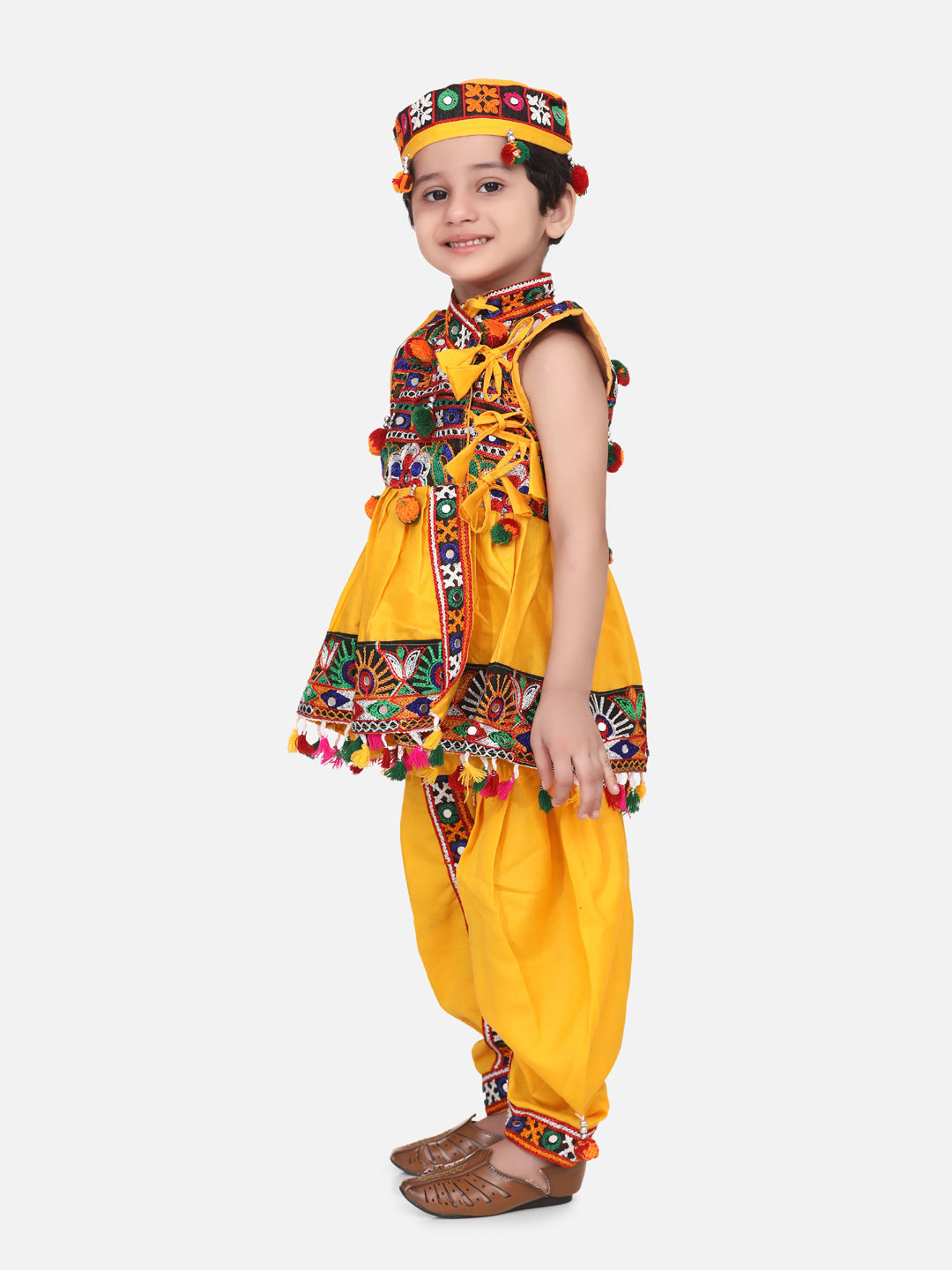 Cotton Blend Dhoti Kurta Set for Boys - Yellow | BN23KD36YWA | DesiQlo