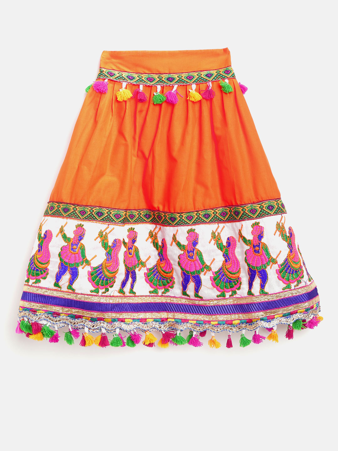 Cotton Lehenga Choli Set for Girls - Orange | NV19LC12OR | DesiQlo