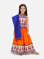 Cotton Lehenga Choli Set for Girls - Orange | NV19LC12OR