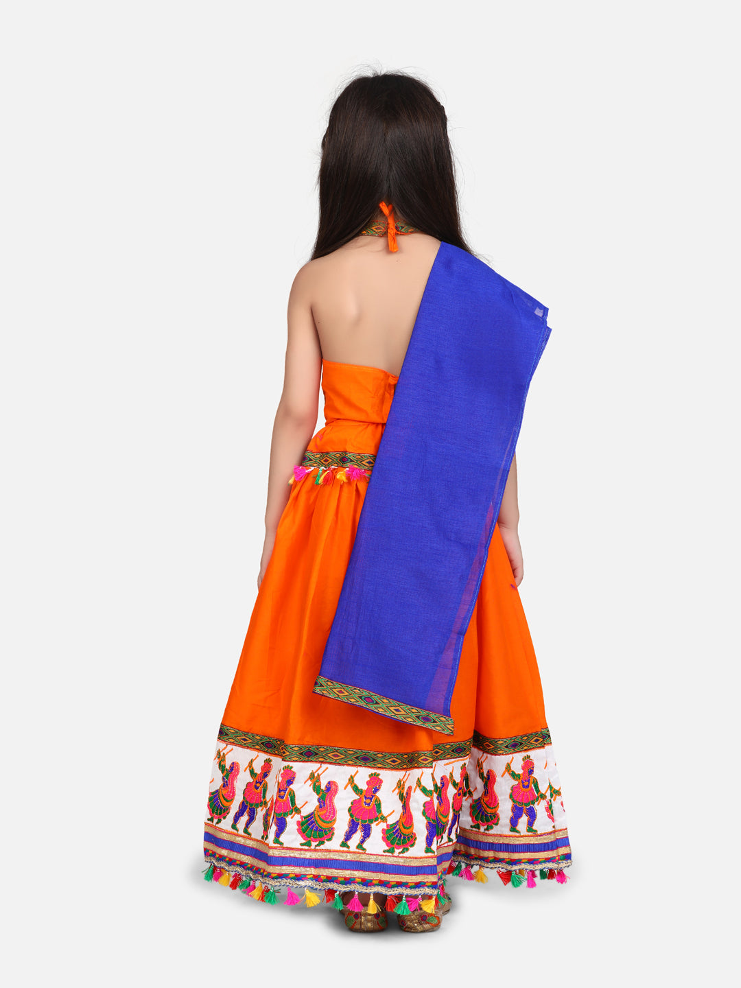 Cotton Lehenga Choli Set for Girls - Orange | NV19LC12OR | DesiQlo