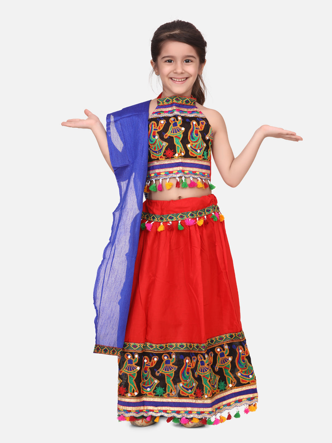 Cotton Lehenga Choli Set for Kids - Red | NV19LC12RD | DesiQlo