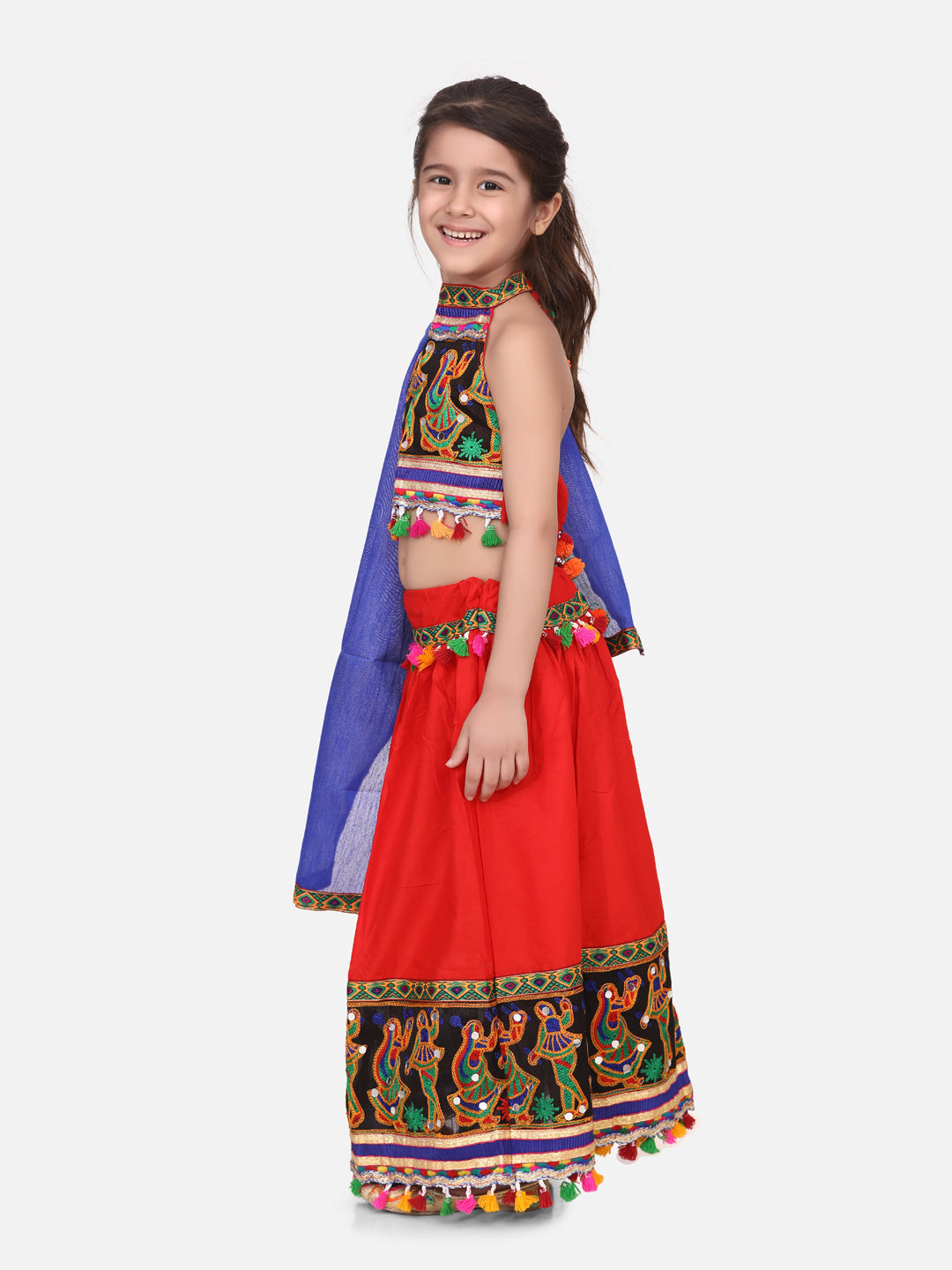 Cotton Lehenga Choli Set for Kids - Red | NV19LC12RD | DesiQlo