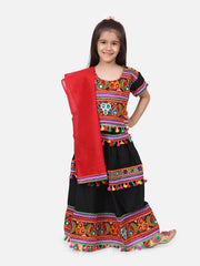 Cotton Lehenga Choli Set for Girls - Black | NV19LC14BK