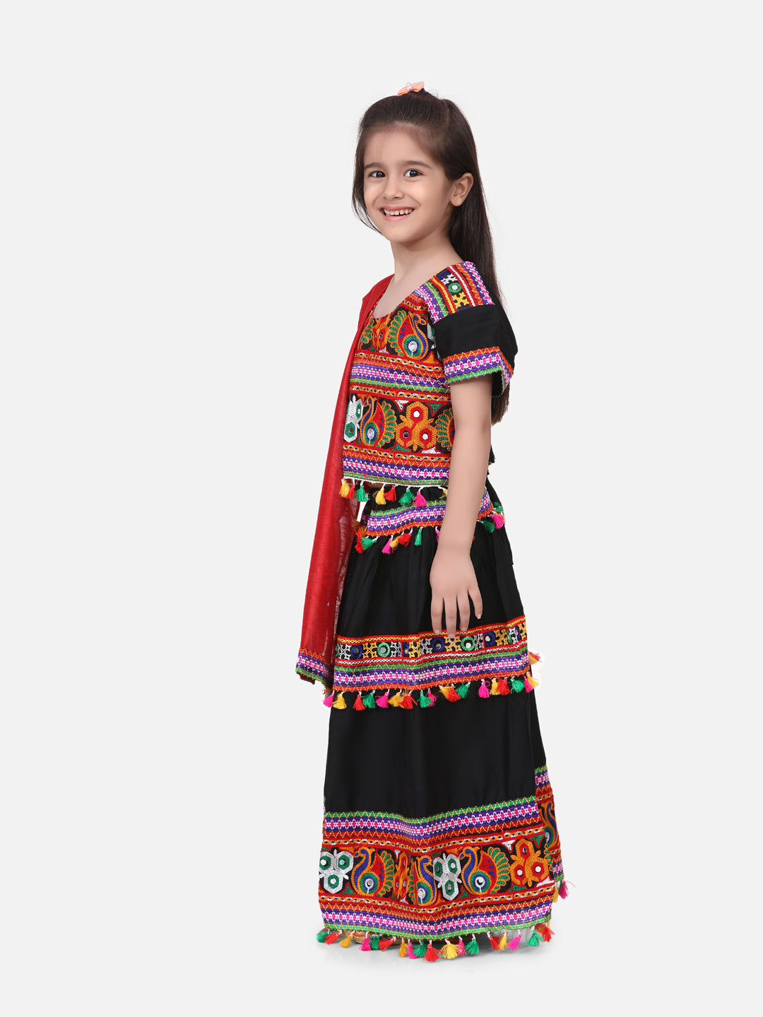 Cotton Lehenga Choli Set for Girls - Black | NV19LC14BK | DesiQlo