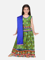 Cotton Lehenga Choli Set for Kids - Green | NV20LC04GR