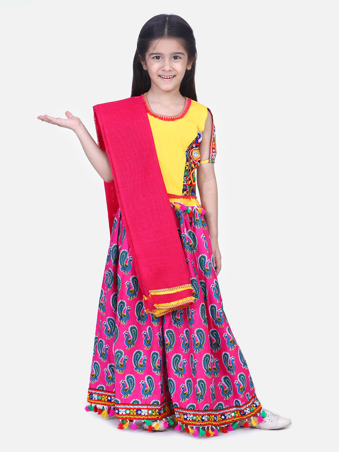 Cotton Lehenga Choli Set for Girls - Pink | NV20LC05PI | DesiQlo