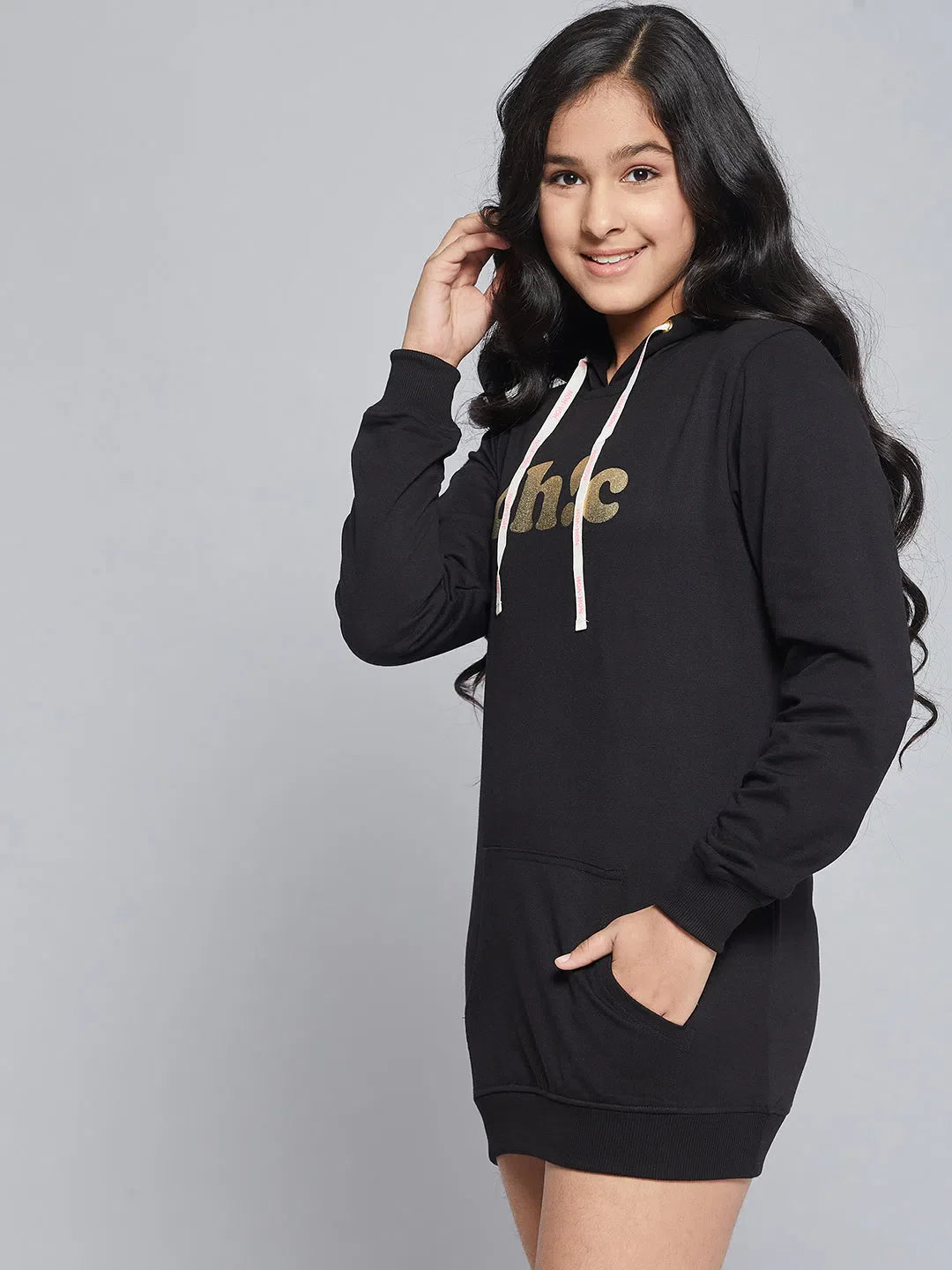 Girls Black Hoodie Sweat Dress: Cute Kids Dresses Online