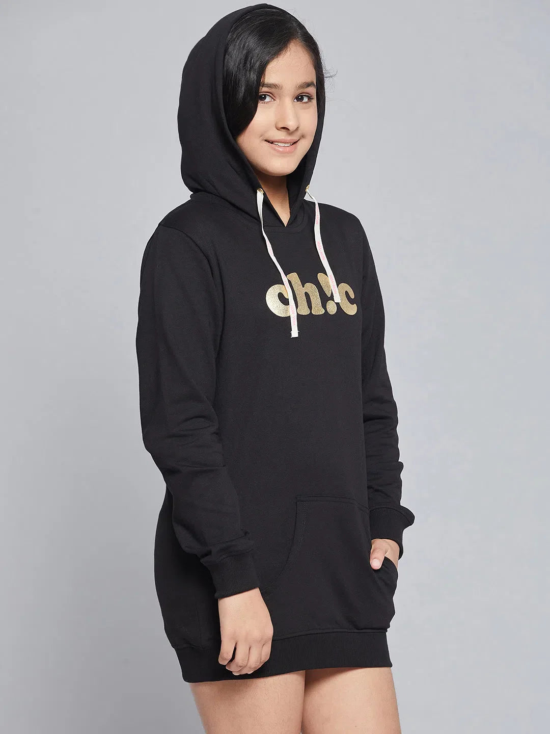 Girls Black Hoodie Sweat Dress: Cute Kids Dresses Online