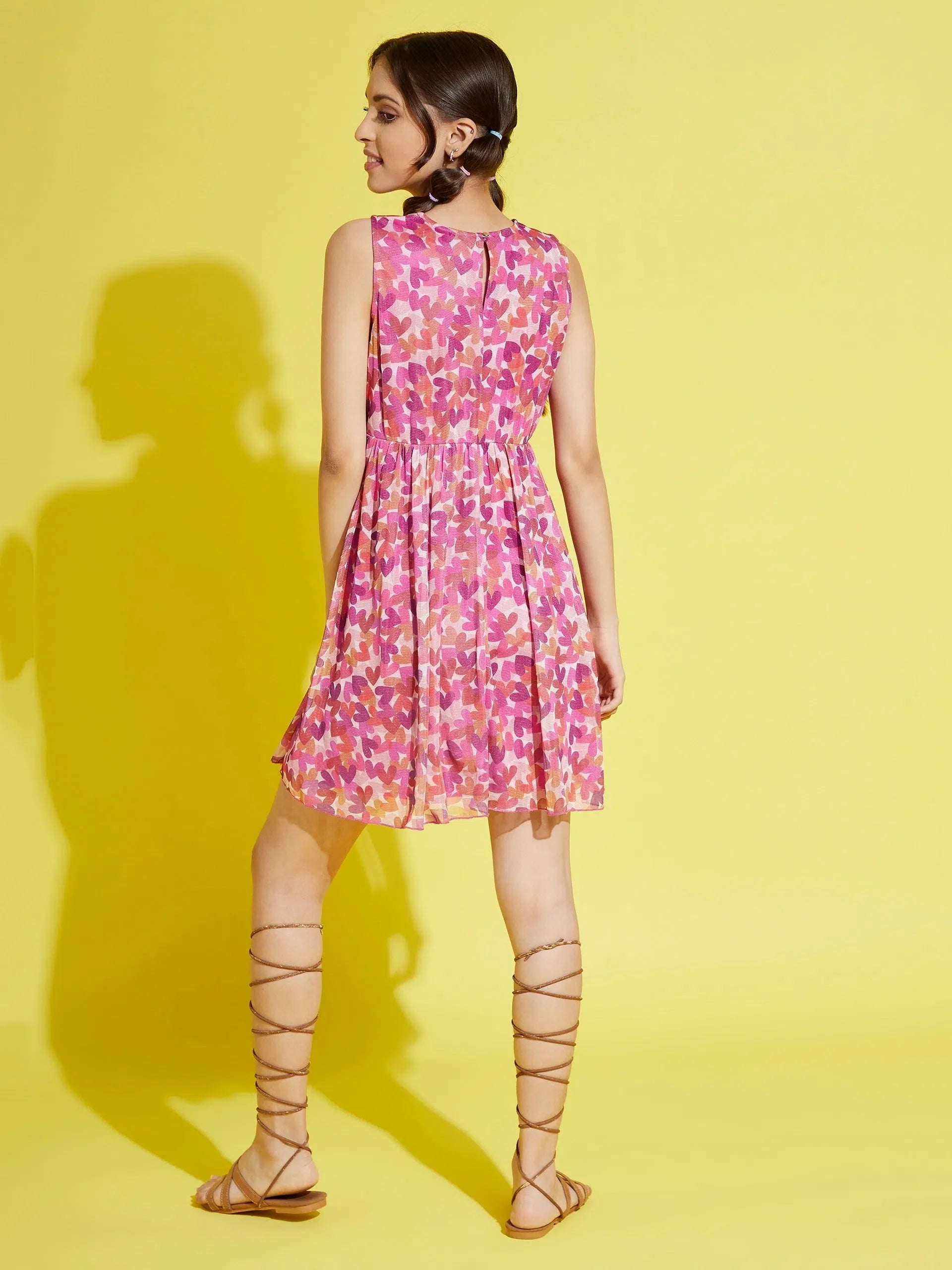 Girls Pink Heart Mesh Dress | Kids Party Dress
