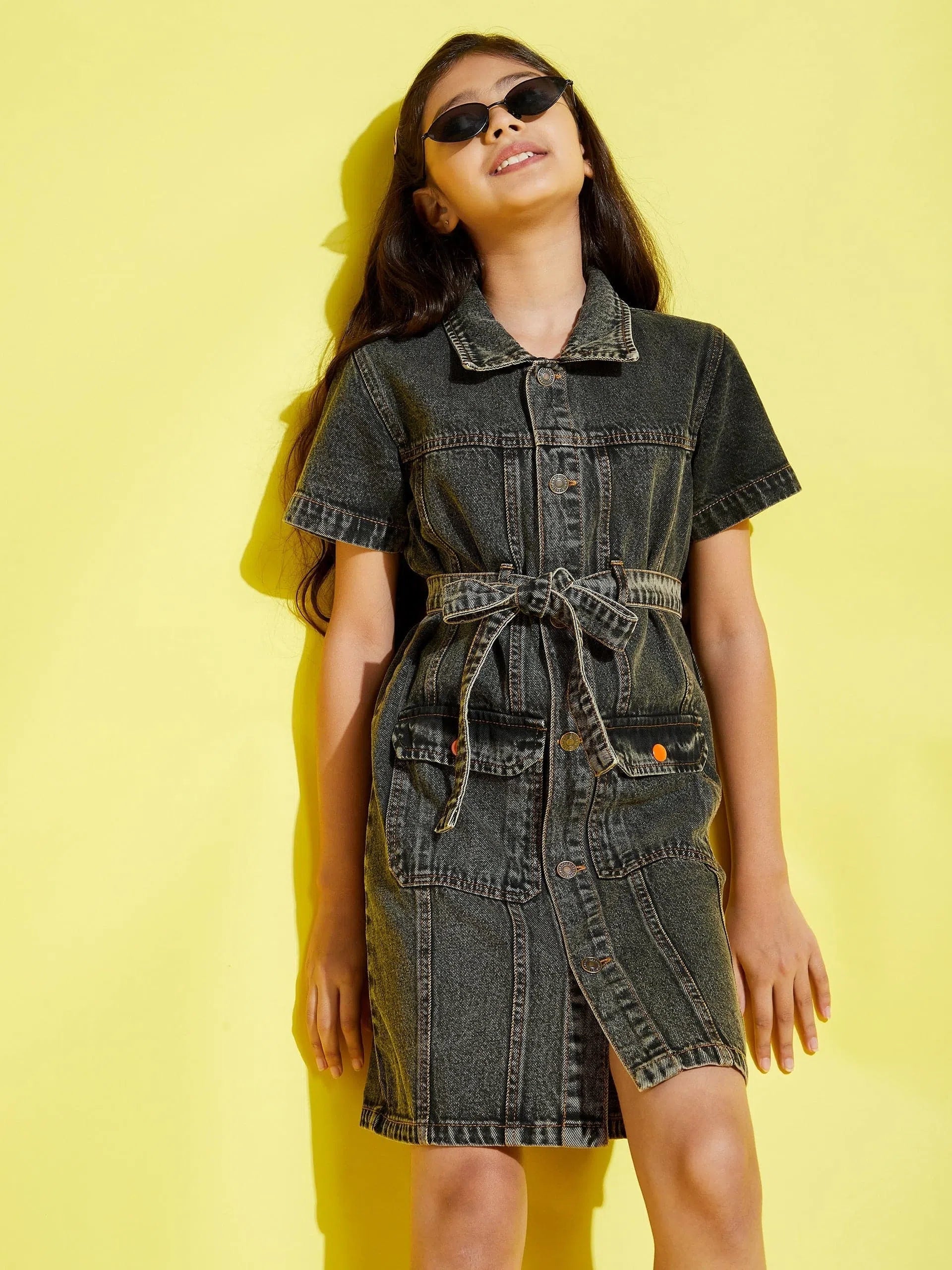Black Denim Shirt Dress - Girls Jeans Style | Kids Clothing