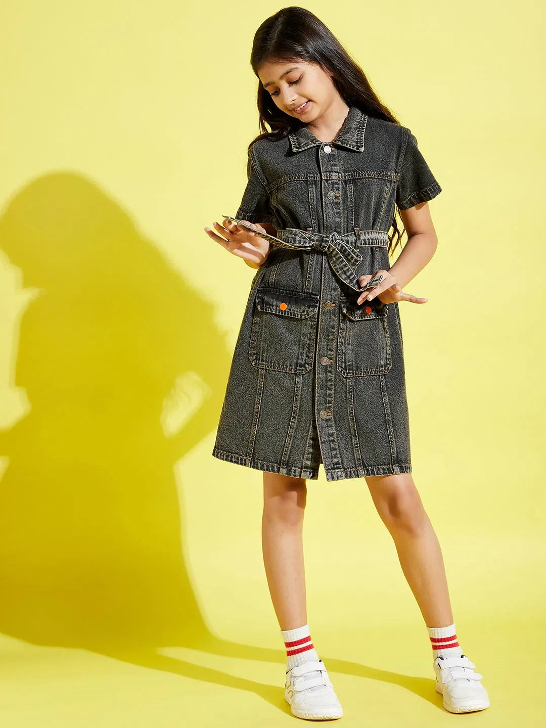 Black Denim Shirt Dress - Girls Jeans Style | Kids Clothing