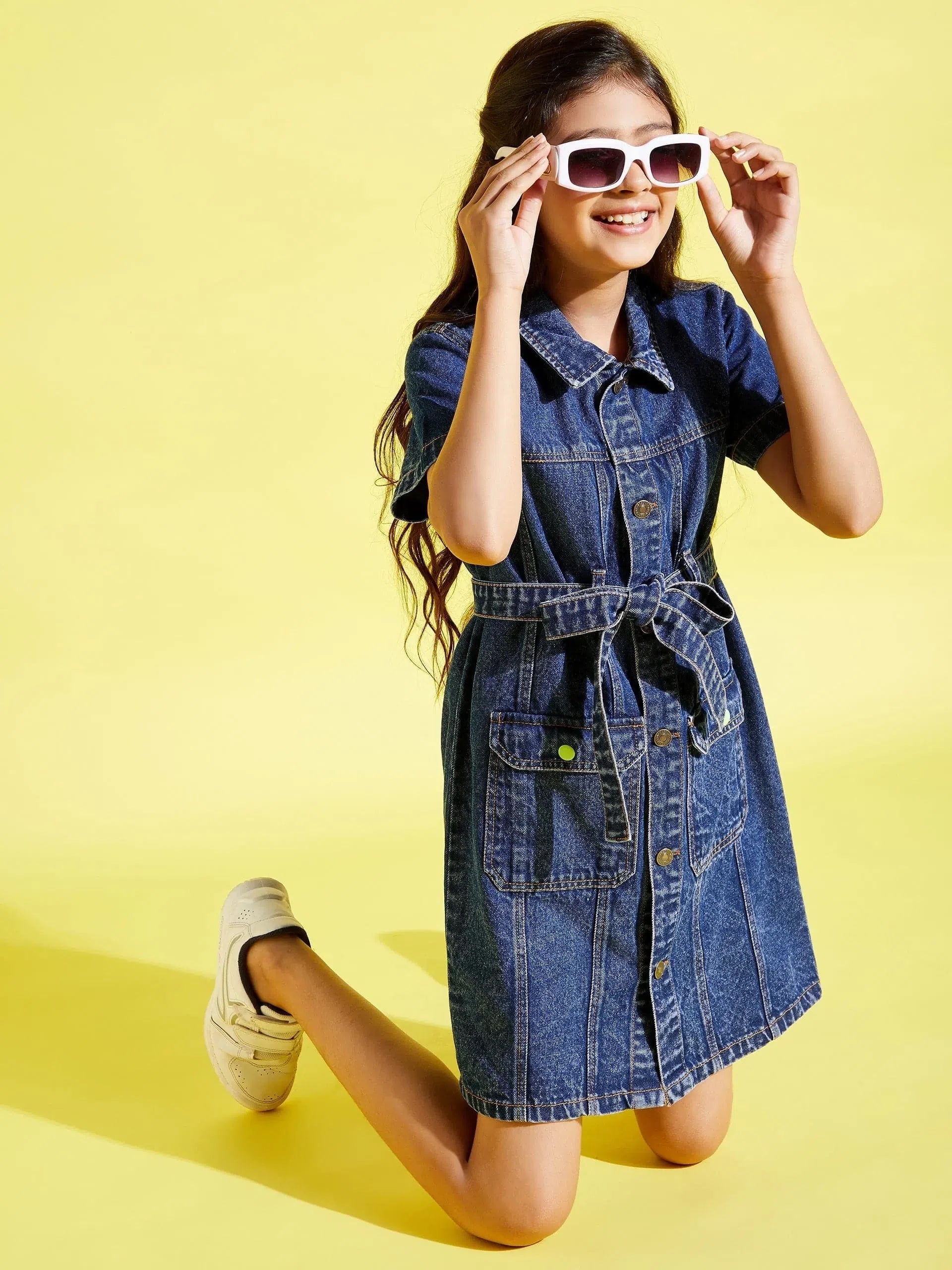 Girls Blue Denim Shirt Dress - Cute Kids Clothing & Girls Dresses