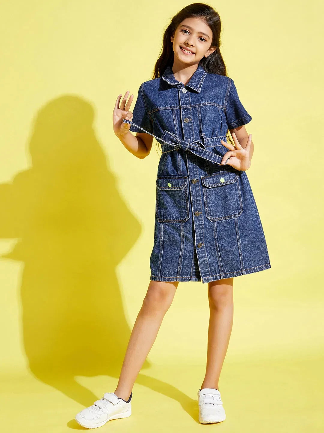 Girls Blue Denim Shirt Dress - Cute Kids Clothing & Girls Dresses