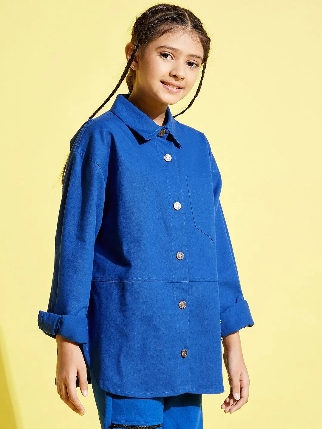 Girls Blue Twill Shacket - Kids Clothing and Jackets | [Brand ...