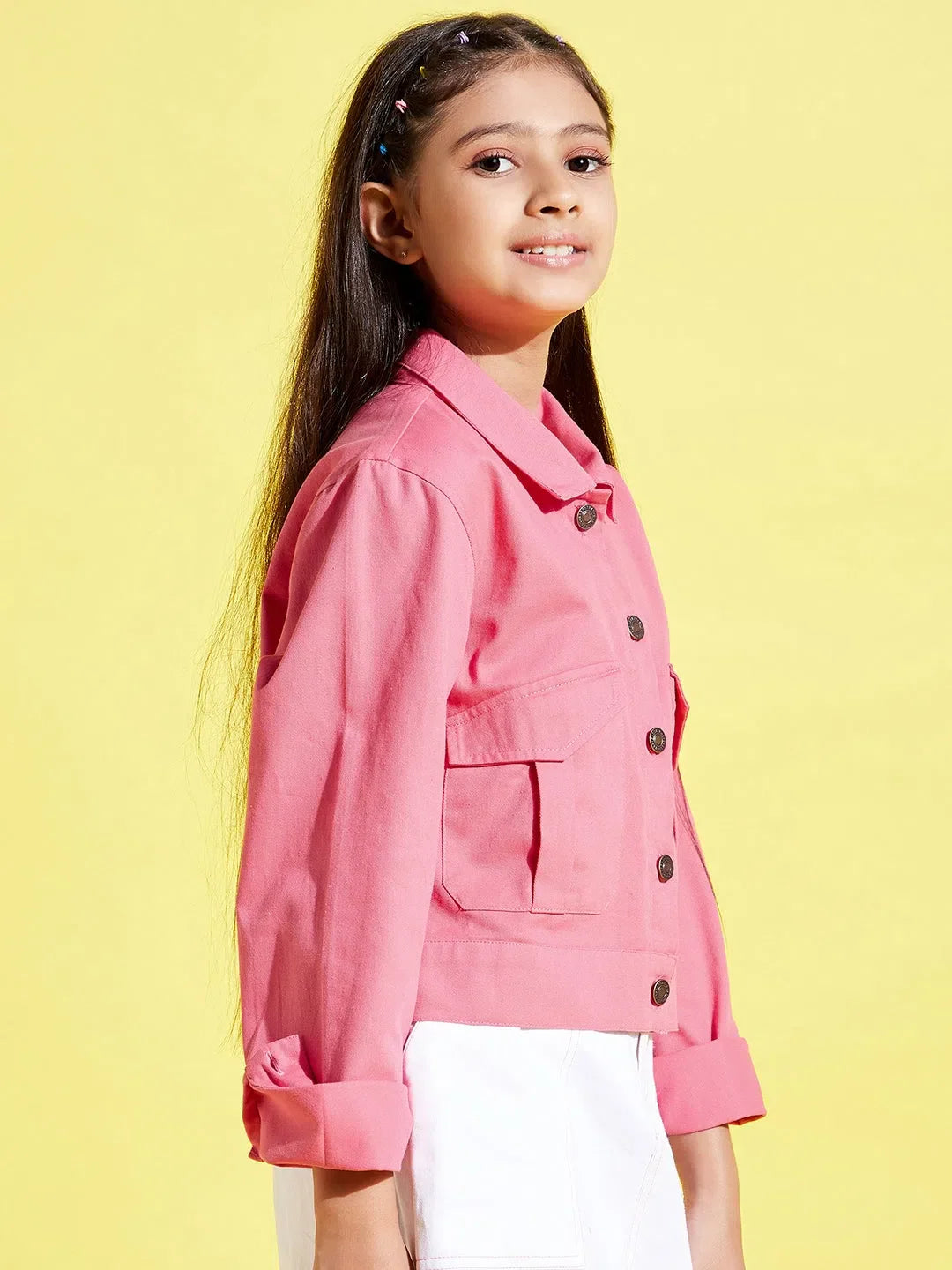 Girls Pink Twill Jacket - Kids Clothing, Jackets & Girls Dresses