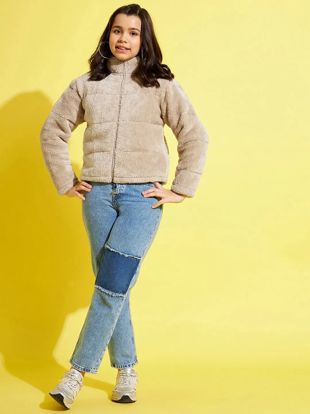 Girls Mouse Grey Quilted Jacket - Warm Kids Clothing Here