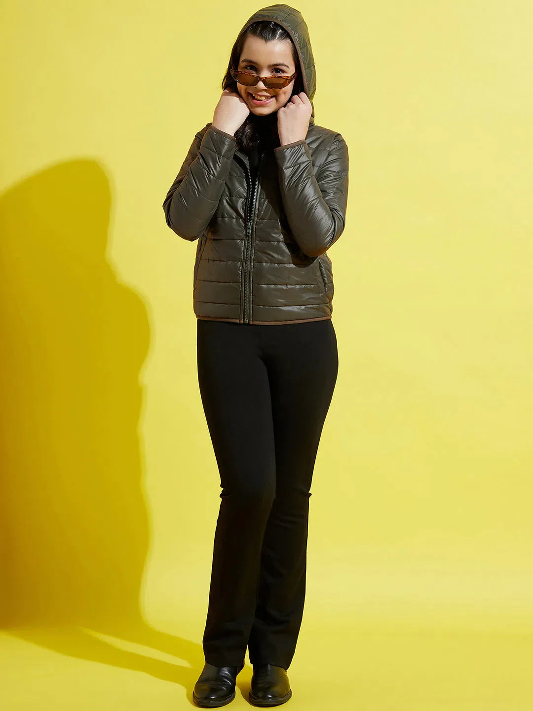 Girls Olive Quilted Hooded Jacket - Kids Clothing & Dresses