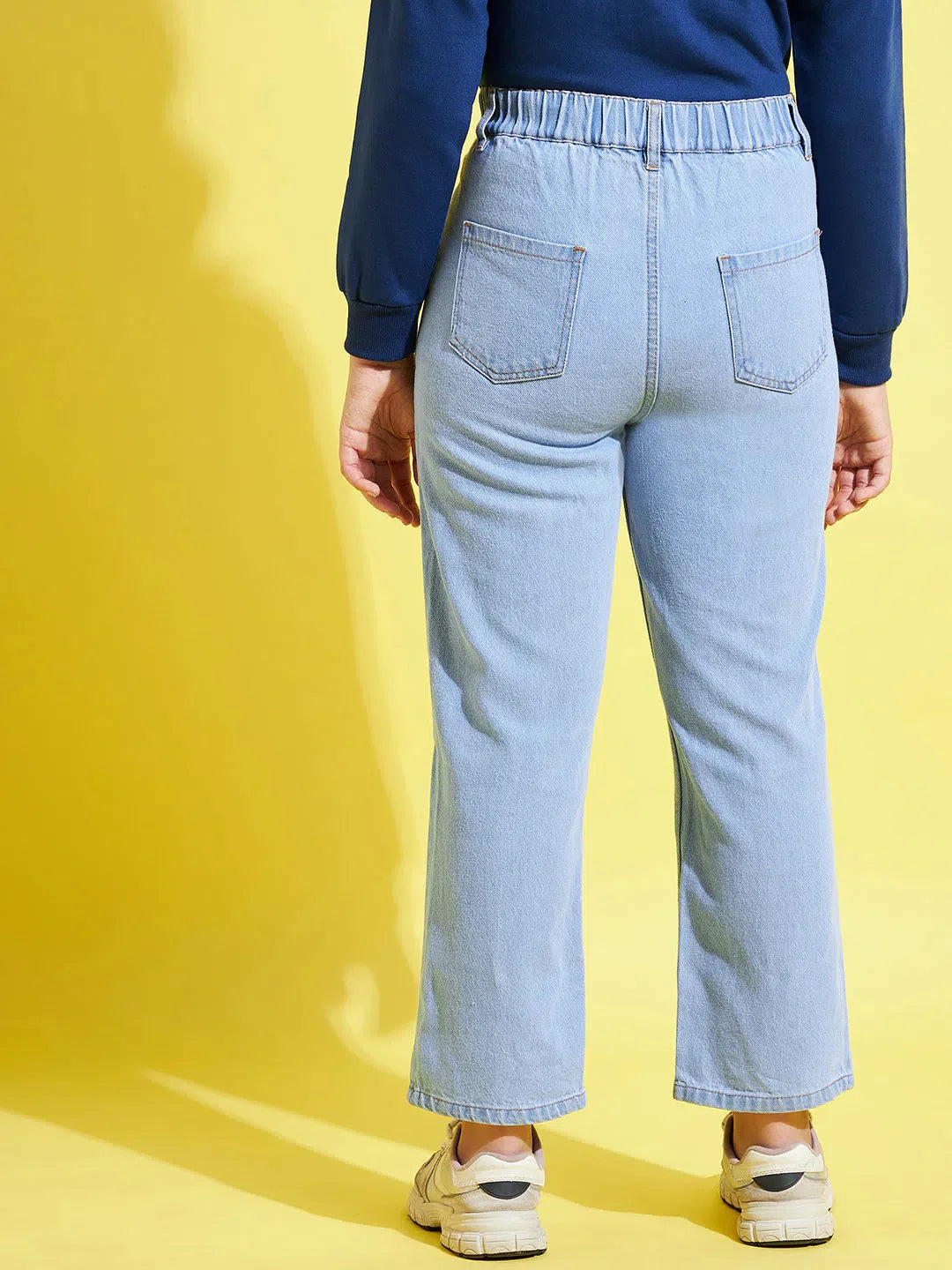 Girls Ice Blue Triangle Patch Jeans | Kids Clothing