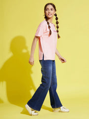 Girls Navy Bell Bottom Jeans