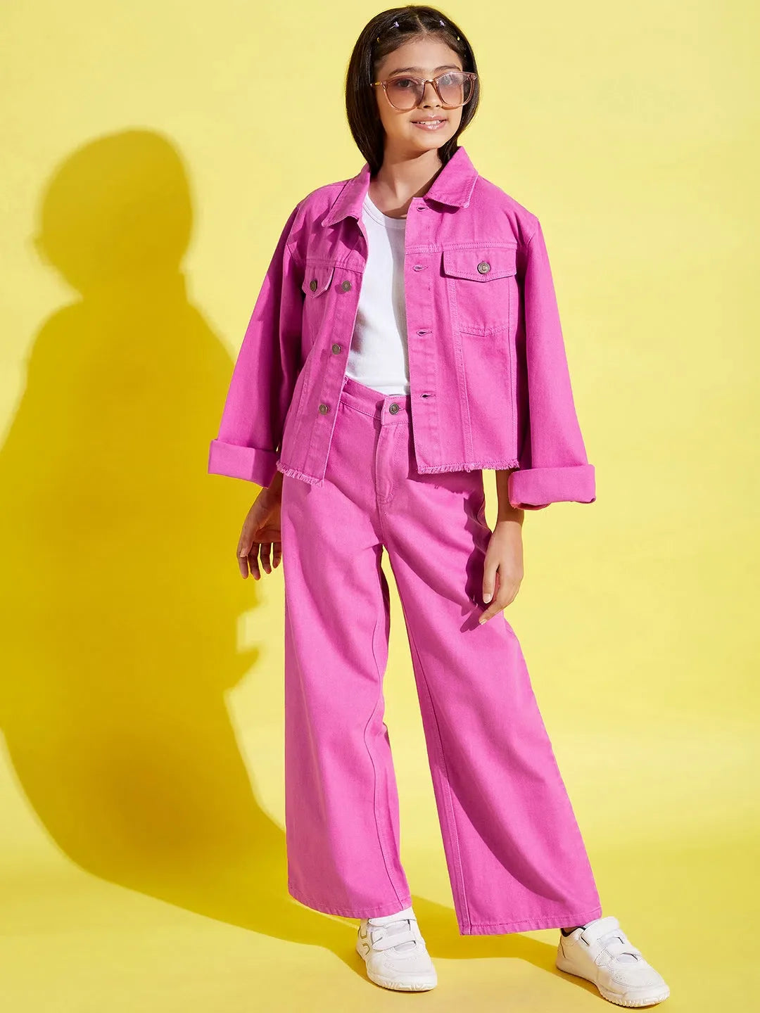Girls Pink Denim Jeans | Straight Fit Kids Clothing