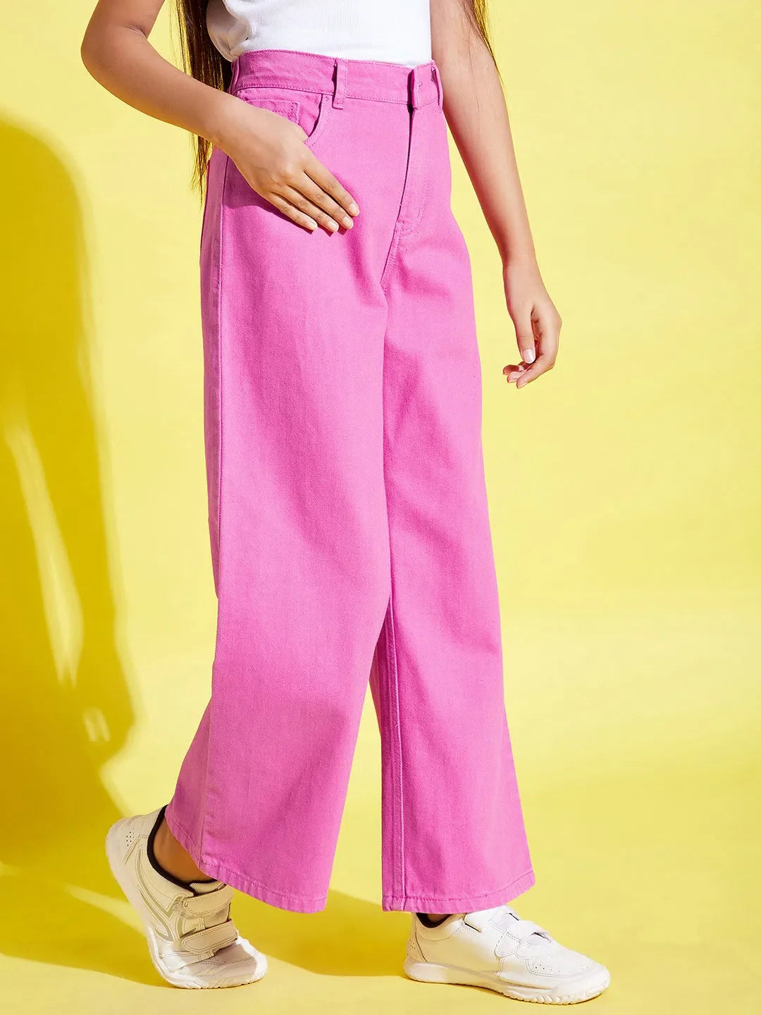 Girls Pink Denim Jeans | Straight Fit Kids Clothing