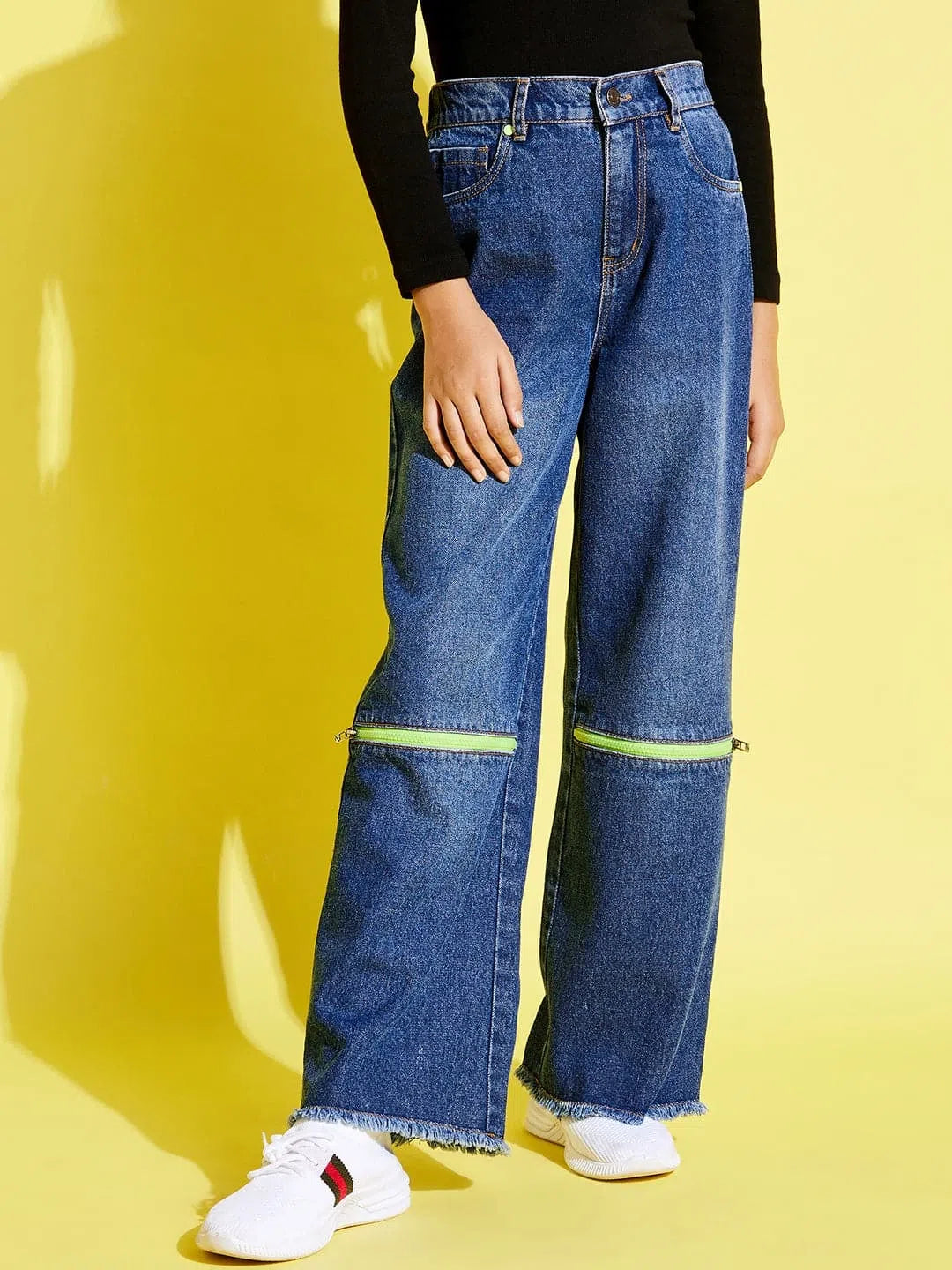 Girls Blue Jeans: Front Zipper, Straight Leg | Kids Clothing